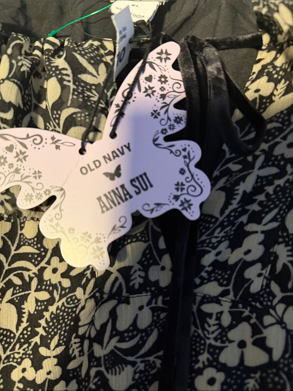 Ana Sui x Old Navy Black and Cream Floral Dropped Waist Maxi Dress. XL NWT - Picture 4 of 6